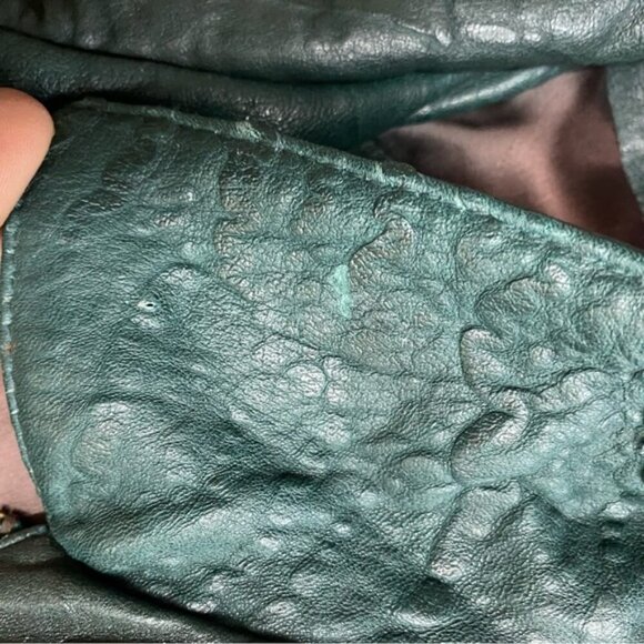 Vintage Northern Spirit Oversized Green Leather Bomber Style Jacket Coat L - Picture 7 of 16